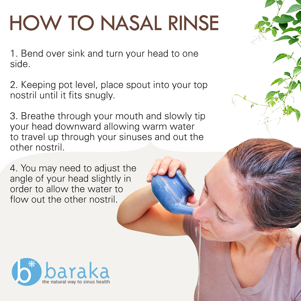 Baraka neti pot rinse setup ready for comfortable nasal care