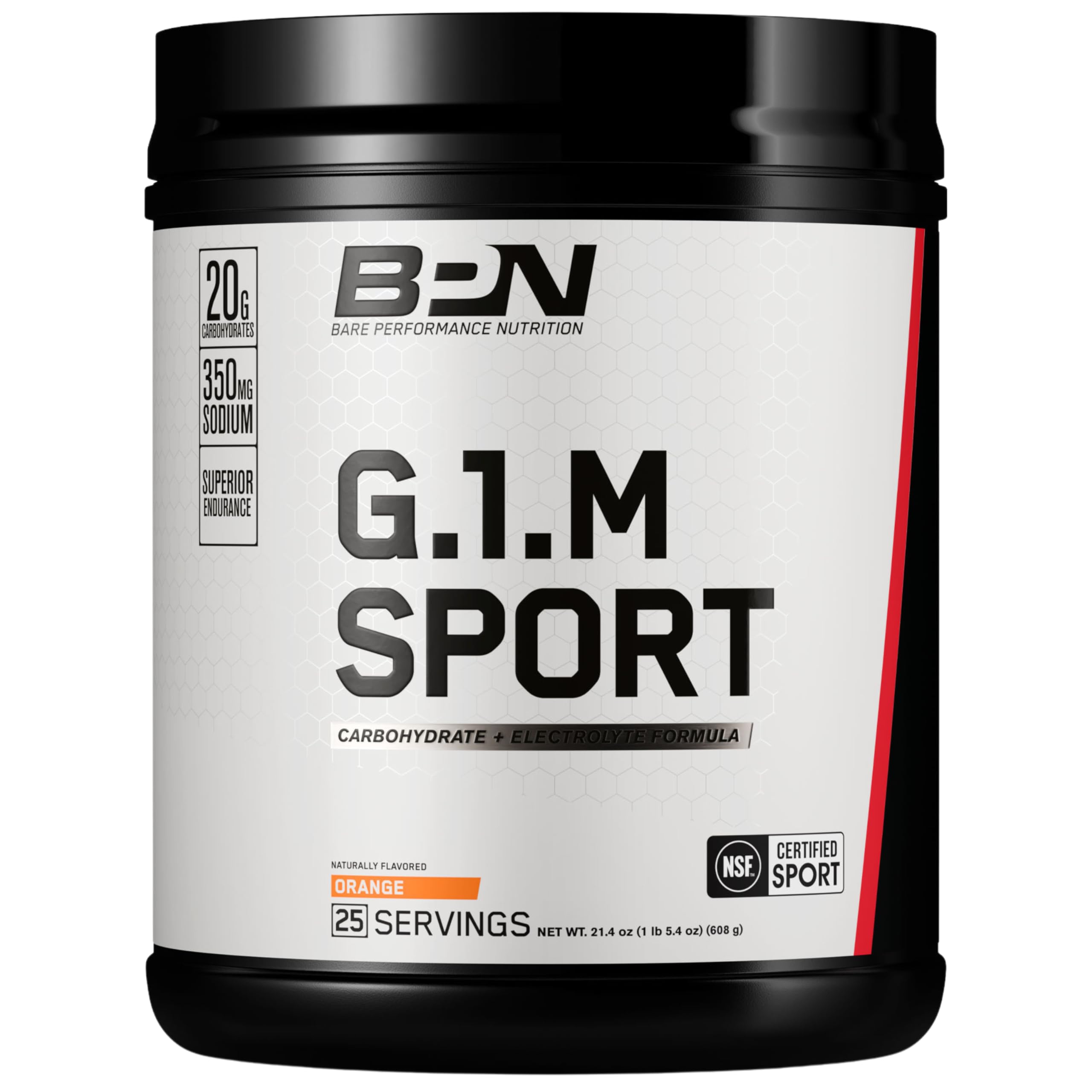 BARE G1M orange tub front shows fast-digesting carbs for steady energy