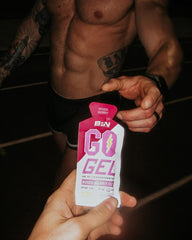 Close-up of Go Gel Endurance packet with nutrition information
