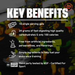 BARE PERFORMANCE NUTRITION BPN Go Gel Endurance ingredients label highlighting vegan and gluten-free formula.