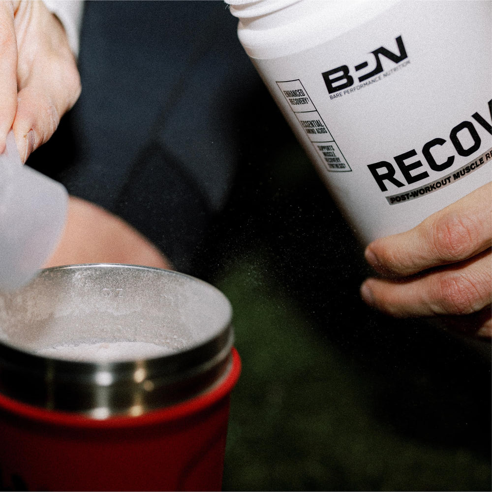 Bare Performance Nutrition BPN Recover packaging with NSF Certified Informed Sport label.