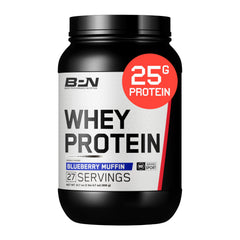 BARE PERFORMANCE NUTRITION BPN whey-casein blend blueberry muffin tub supports lean muscle recovery.
