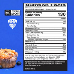 BARE PERFORMANCE NUTRITION BPN whey-casein blend scoop dissolving in liquid for smooth mix.