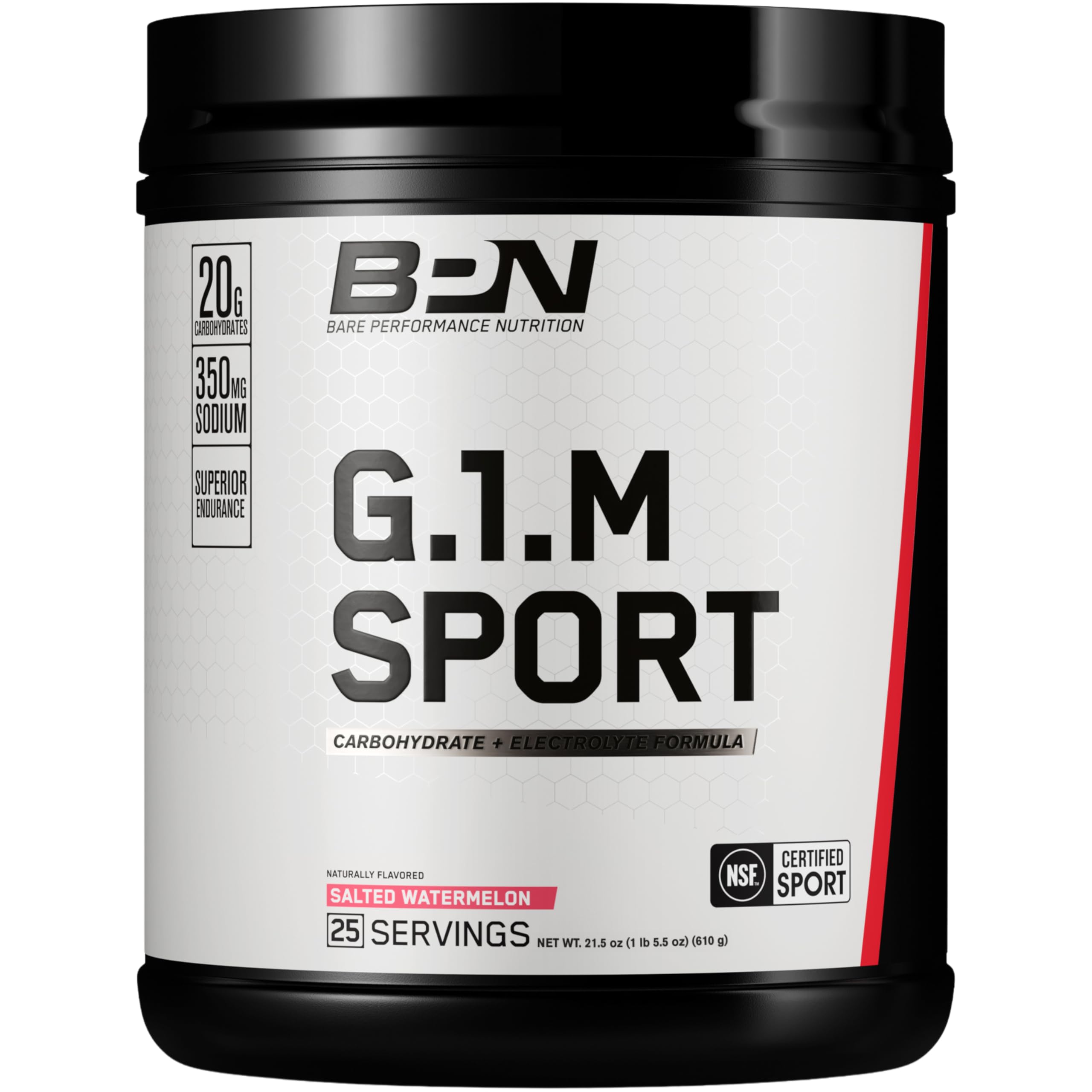 BARE G1.M bottle front with salted watermelon flavor for endurance fueling