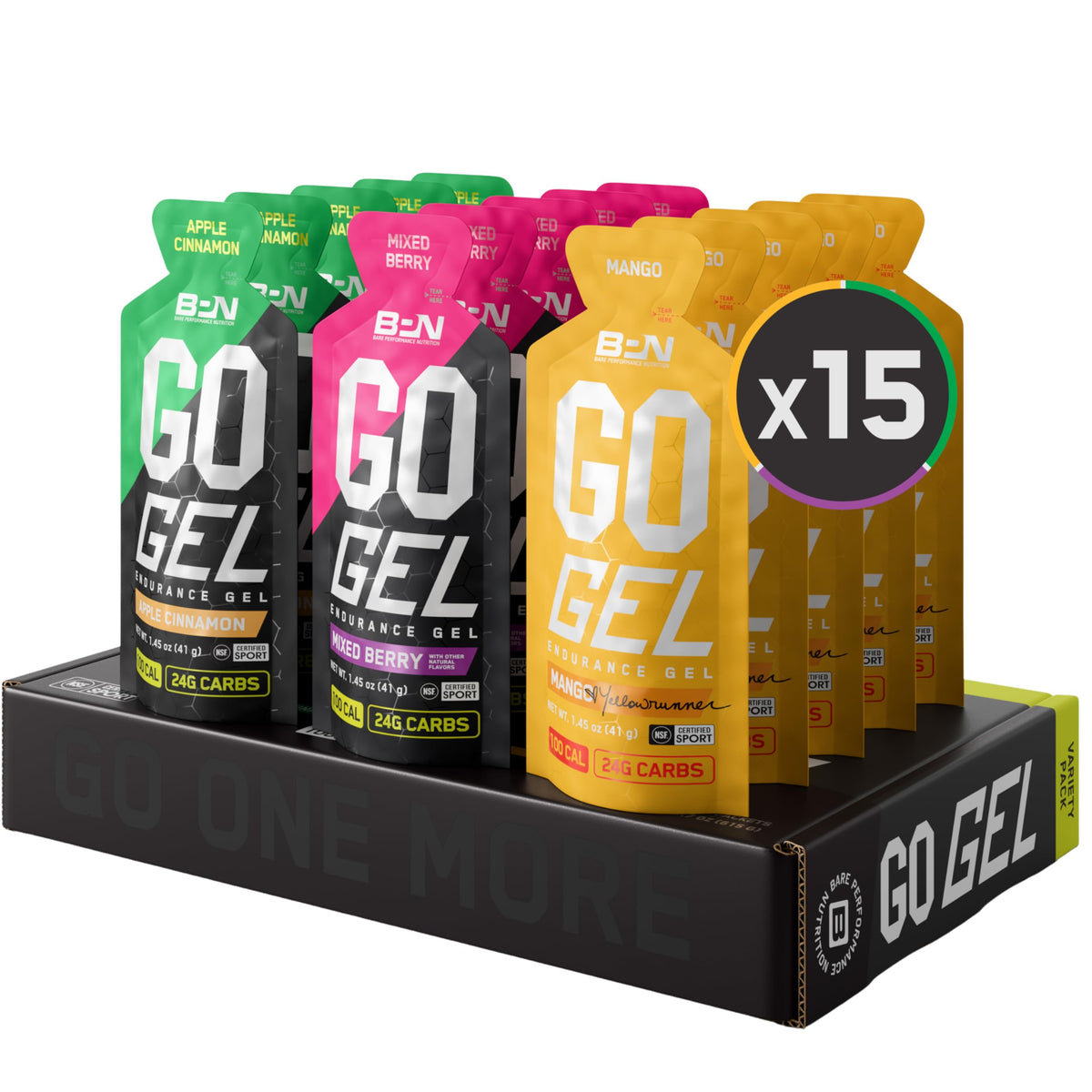 BARE PERFORMANCE NUTRITION Go Gel Apple Cinnamon pack for on-the-go endurance fueling.