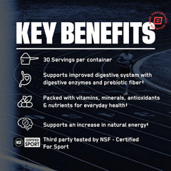 Bare Performance Nutrition Strong Reds label close-up emphasizing antioxidant blend.