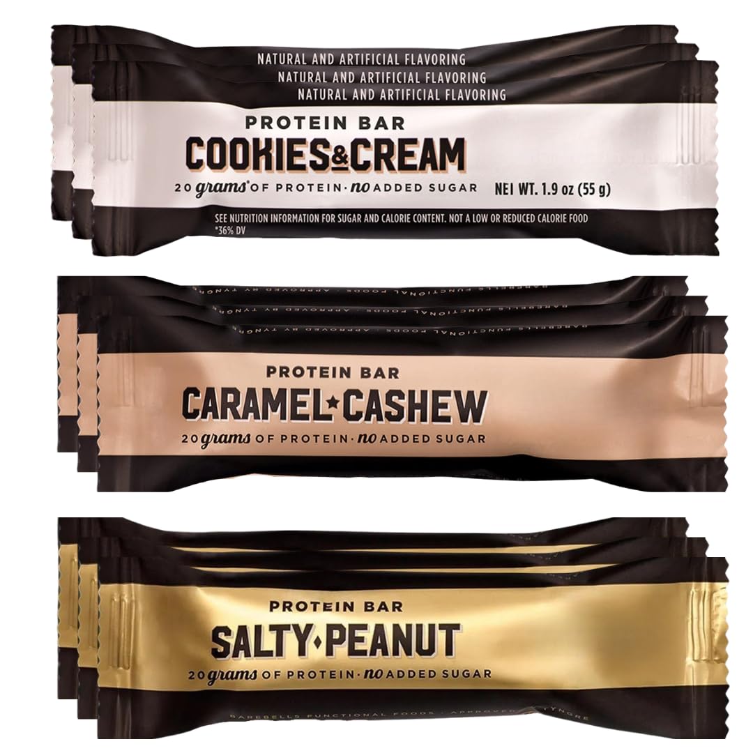 BarebeIIs Creamy Crisp protein bar close-up highlighting creamy texture and crisp pieces for on-the-go fueling.