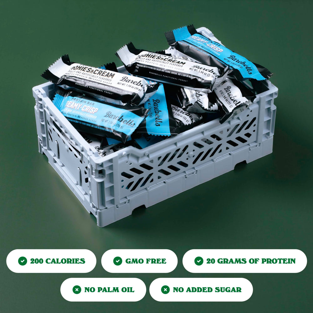 Barebells bars in gym bag, convenient post-workout snack.