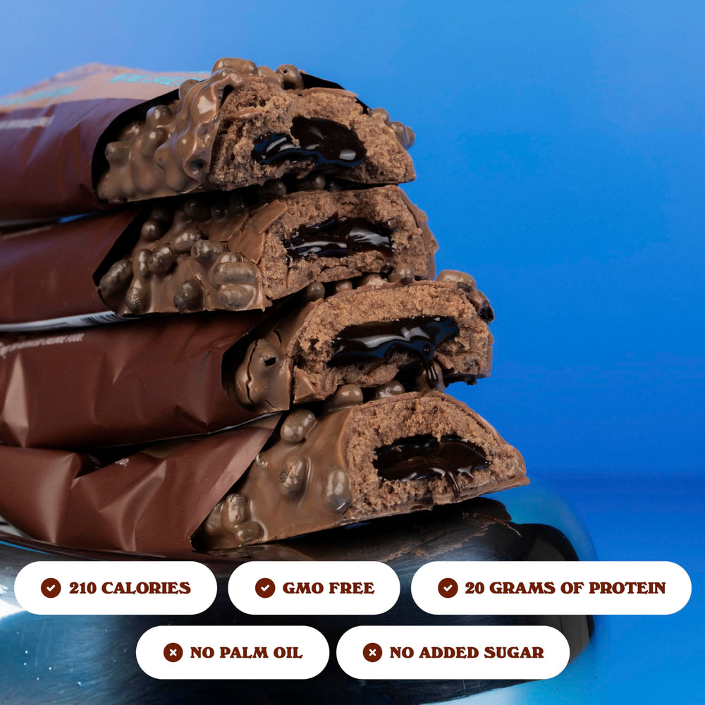 Barebells Brownie Batter Bar gooey center highlighted for satisfying treat.