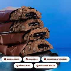 Barebells Brownie Batter Bar gooey center highlighted for satisfying treat.