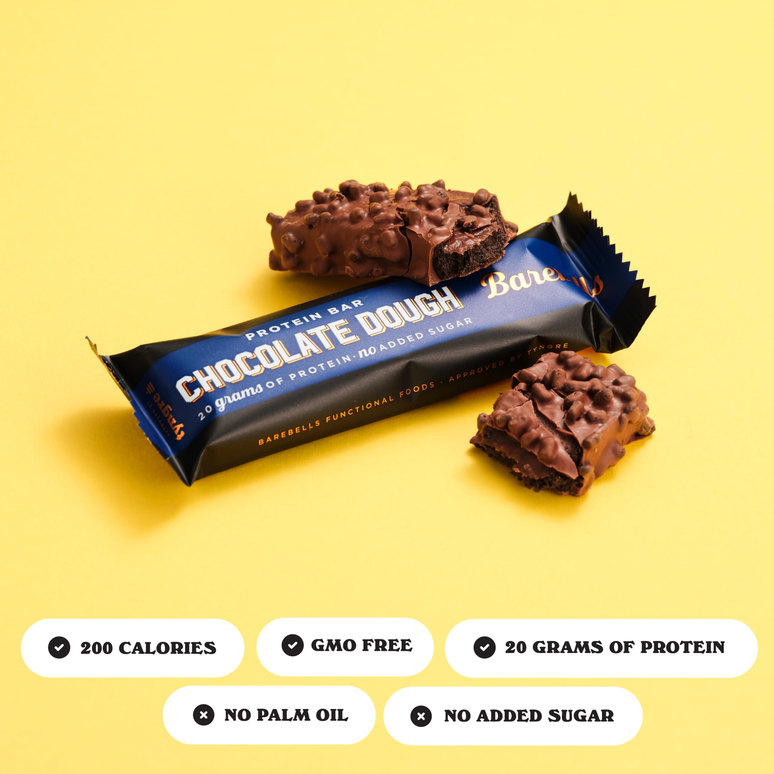 Barebells Brownie Dough bar with milk chocolate coating for indulgence.