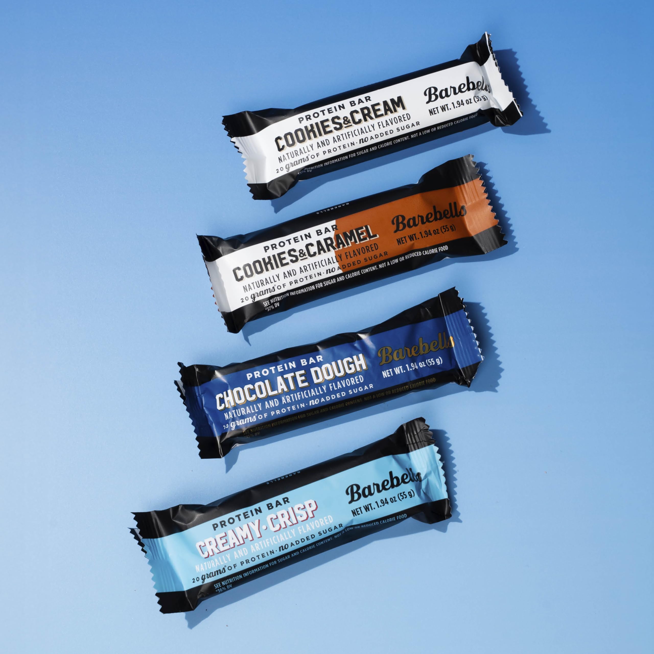 Barebells creamy crisp bar close-up emphasizing nut-free option.