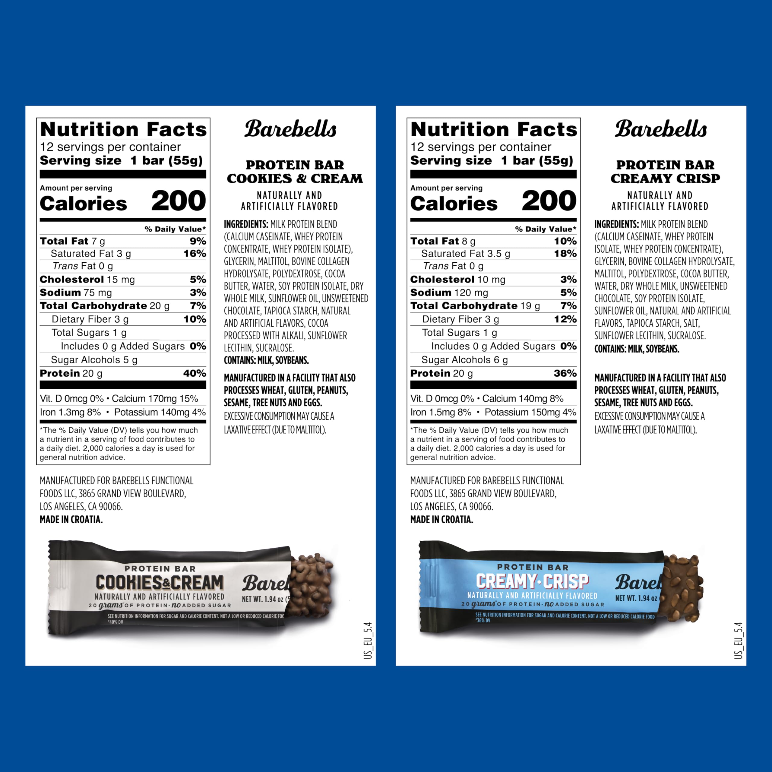 Barebells Creamy Crisp bar close-up, creamy texture and protein boost.