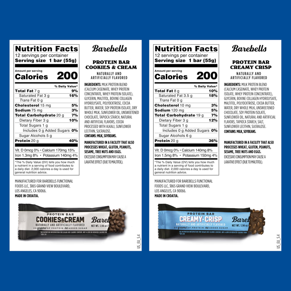 Barebells Creamy Crisp bar close-up, creamy texture and protein boost.