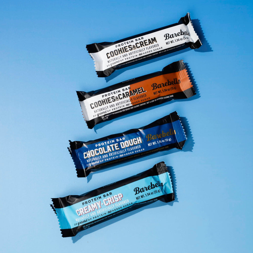 Barebells creamy crisp bar close-up emphasizing nut-free option.