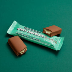 Barebells Minty Chocolate Soft Bar after workout recovery snack.