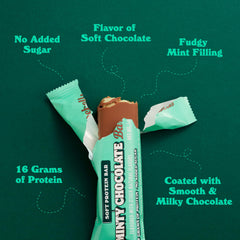 Barebells Minty Chocolate Soft Bar in hand for a quick snack.