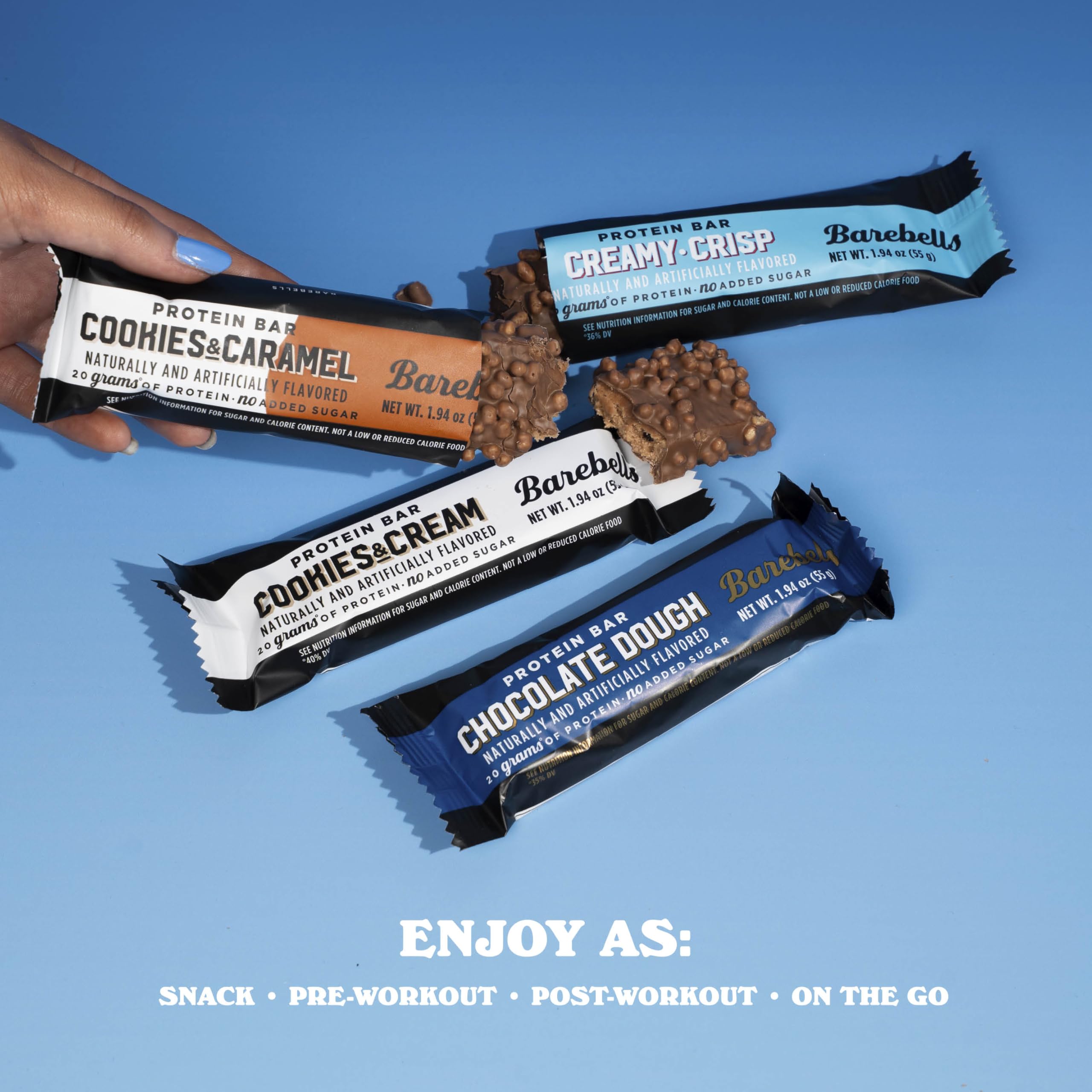 Barebells nut-free protein bars shown as an on-the-go snack.