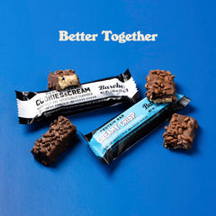 Barebells ready-to-eat bar on plate, grab-and-go treat.
