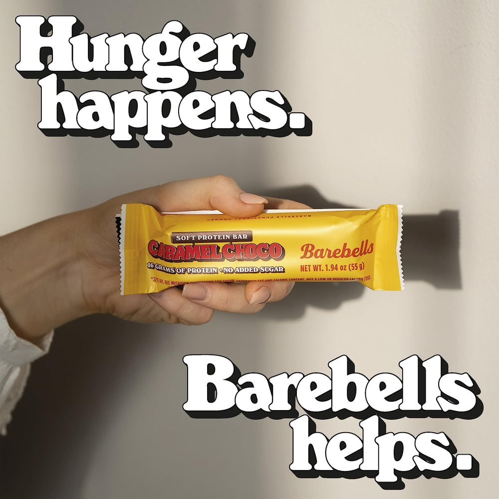 Barebells soft protein bars stacked in a 24-bar box.