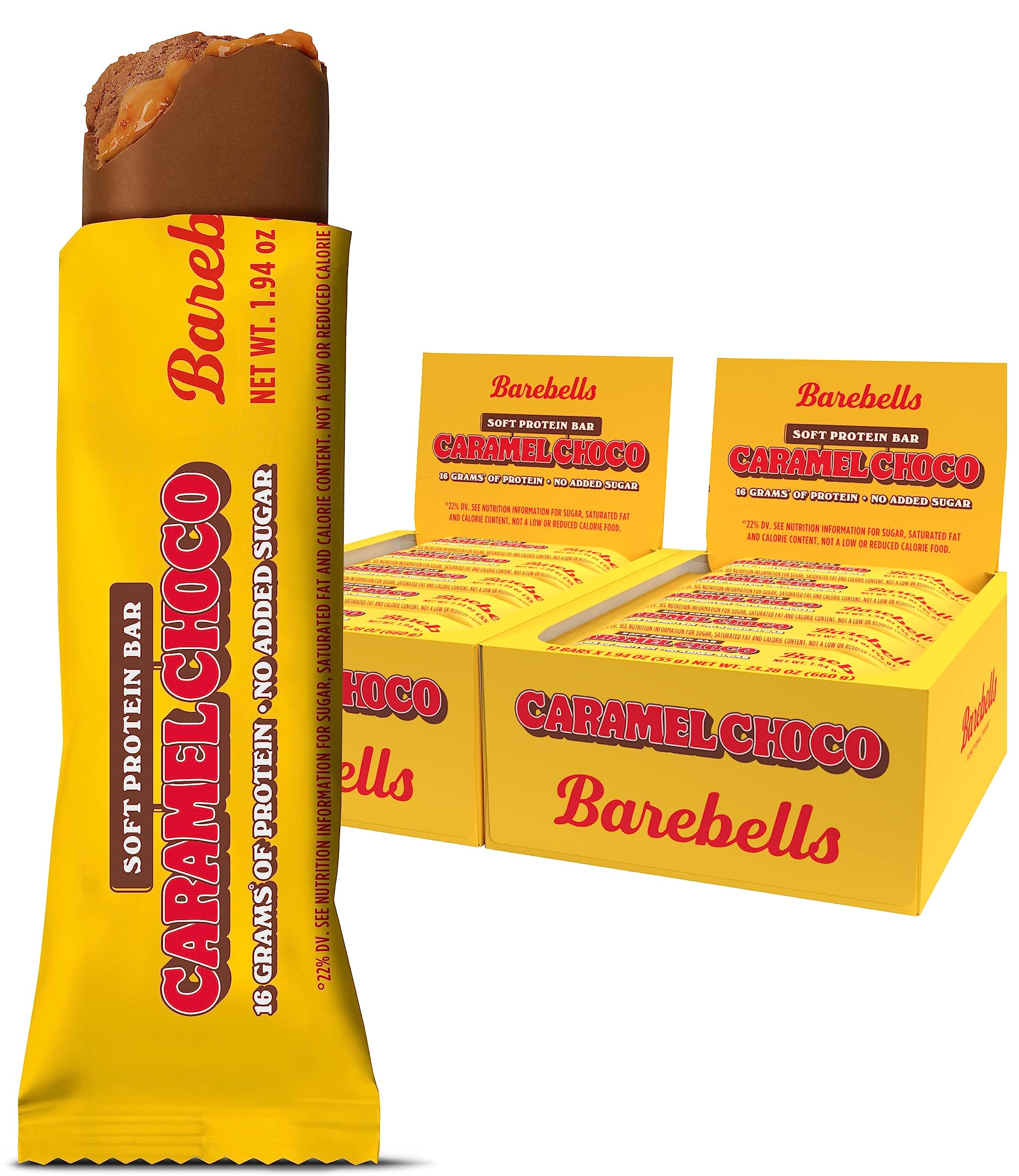 Barebells Soft Protein Bar Caramel Choco packaging, convenient high-protein snack.