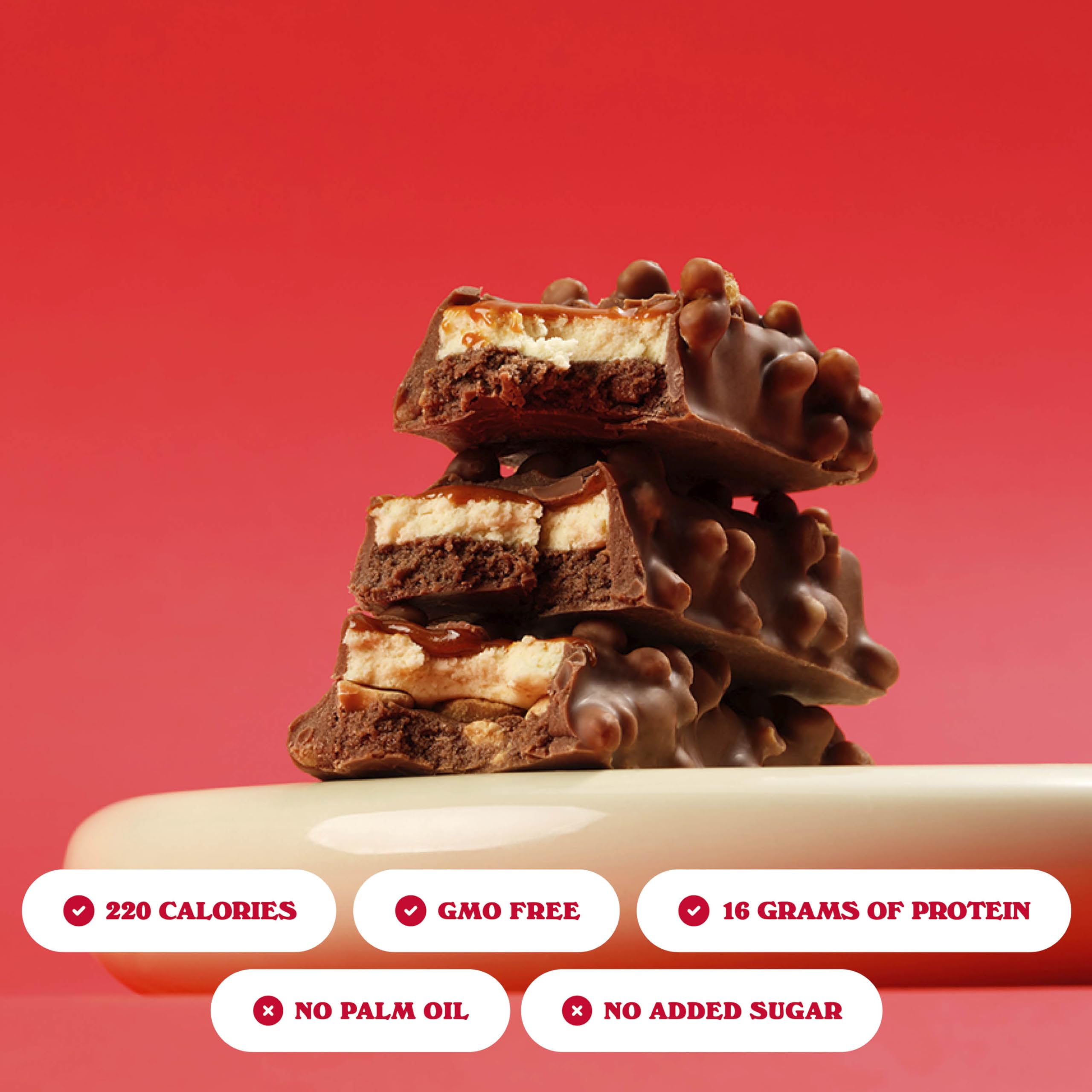 Milk chocolate coating on Barebells Marshmallow Road bar delivers smooth flavor.