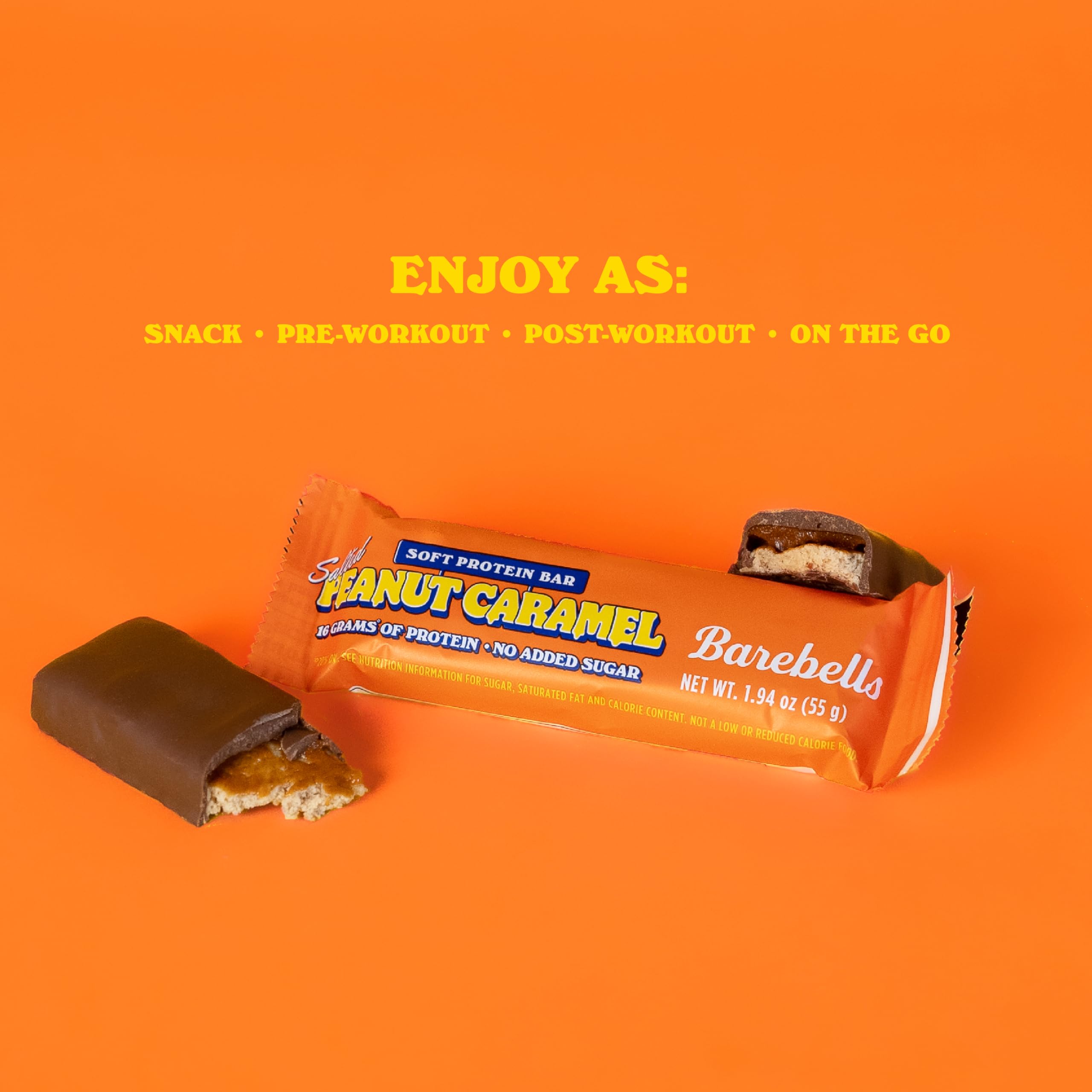 On-the-go Barebells Soft Bar Salted Peanut Caramel offers portable, protein-rich energy.
