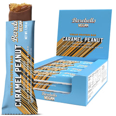 Barebells Vegan Peanut Caramel Bar front view—on-the-go protein snack.