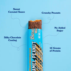 Barebells vegan peanut caramel bar ingredients—soy, pea, and rice protein blend.