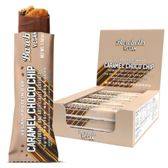 Barebells vegan protein bar caramel choco chip pack for convenient, high-protein snacking.