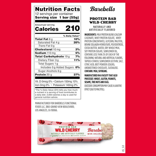 Barebells Wild Cherry bar texture showing soft, dessert-like bite.