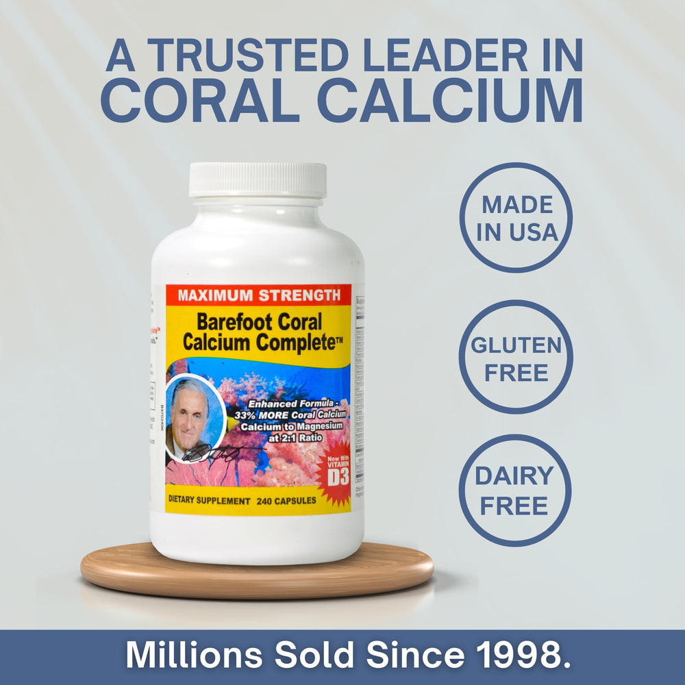 Barefoot Coral Calcium Complete daily routine image suggests easy wellness addition.