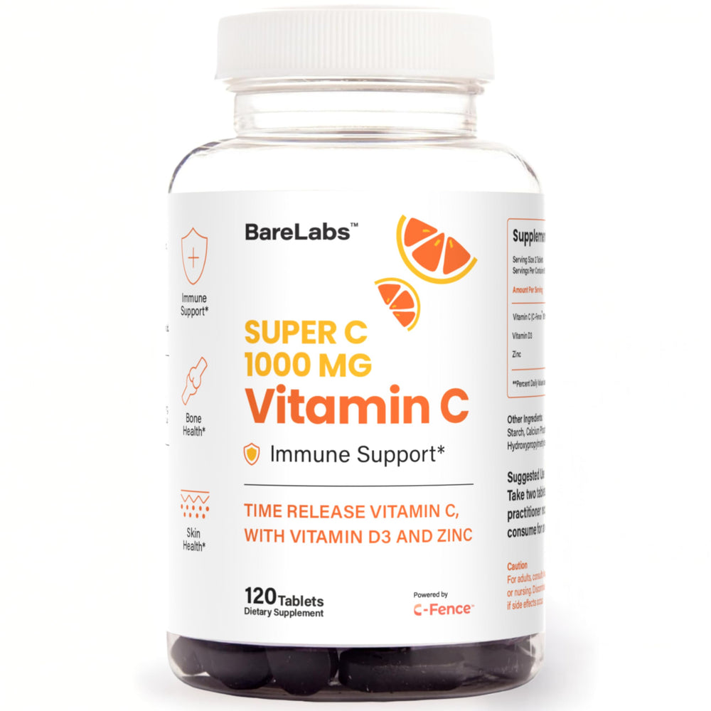 BareLabs Time Release Vitamin C bottle with capsules for all-day immune support.