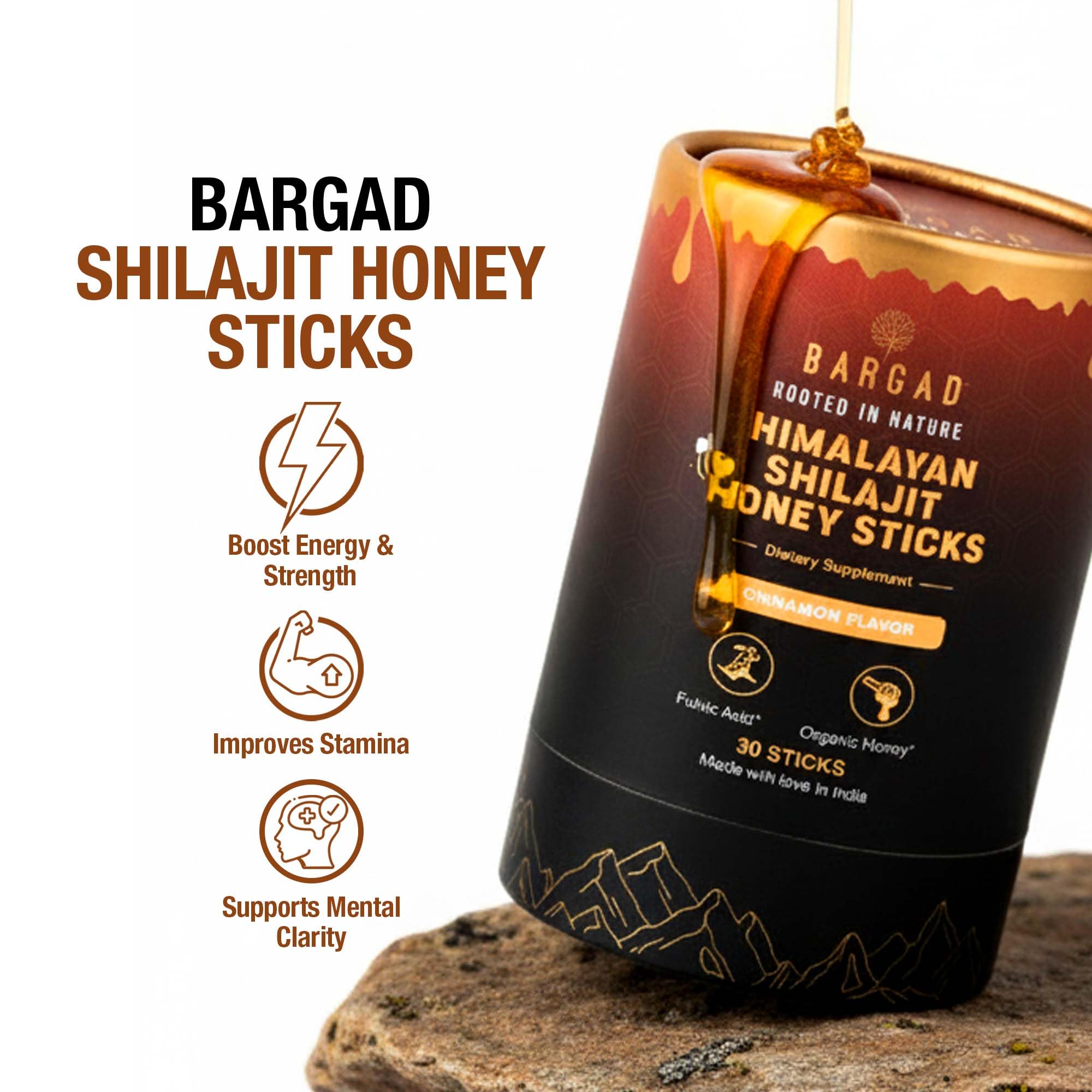 Bargad Shilajit Sticks open-foil reveals convenient single-use format.