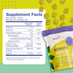 Individually wrapped BariBurst chews for grab-and-go convenience