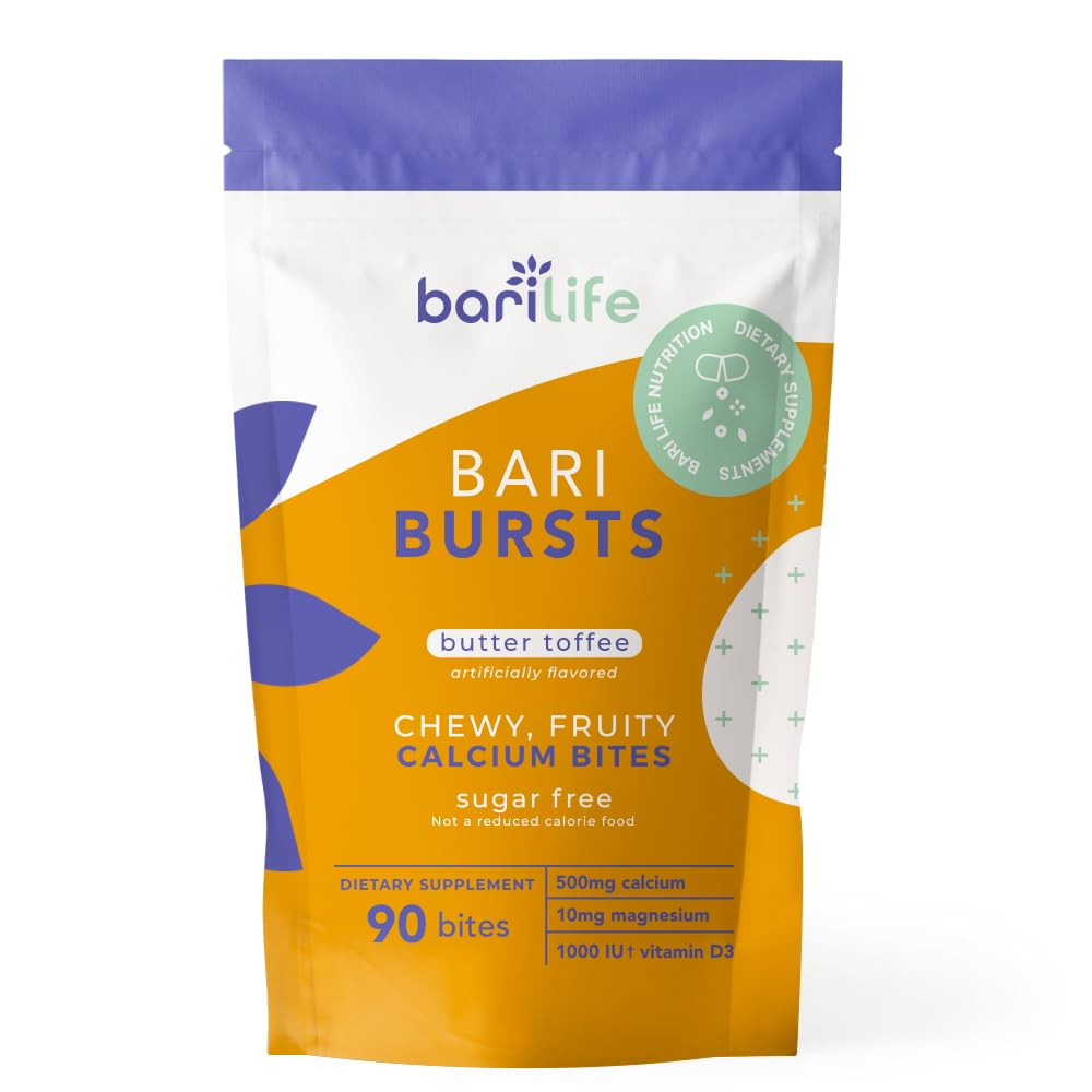 Bari Burst Butter Toffee chews close-up showing chewy texture for post-surgery nutrition
