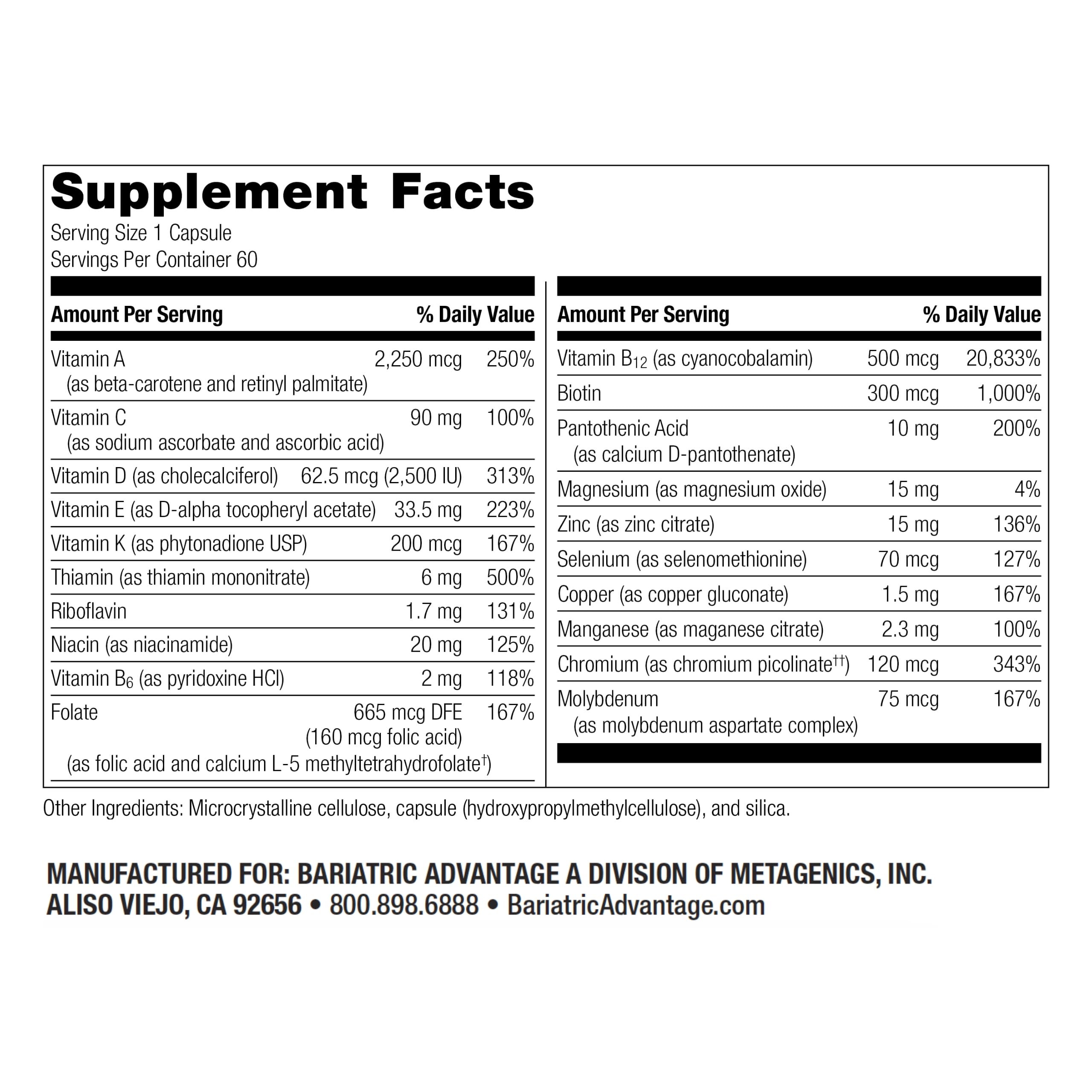 Bariatric Advantage ADEK capsules ready for daily intake and long-term support