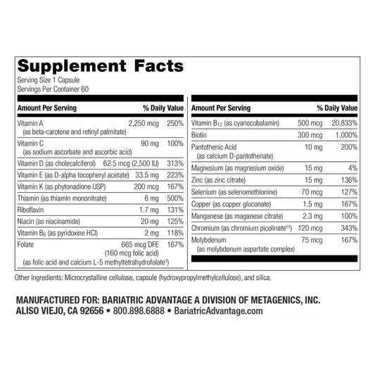 Bariatric Advantage ADEK capsules ready for daily intake and long-term support