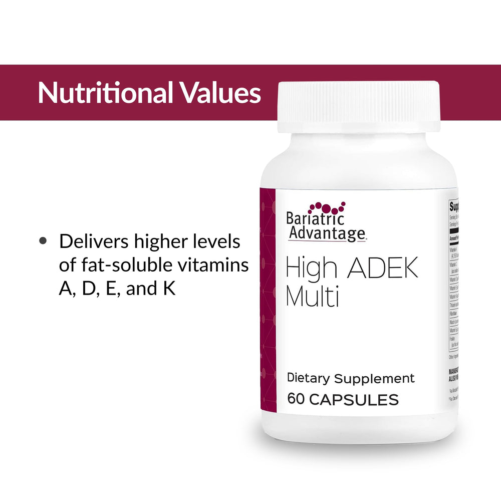 Bariatric Advantage ADEK nutrition facts emphasize vitamins and minerals for health