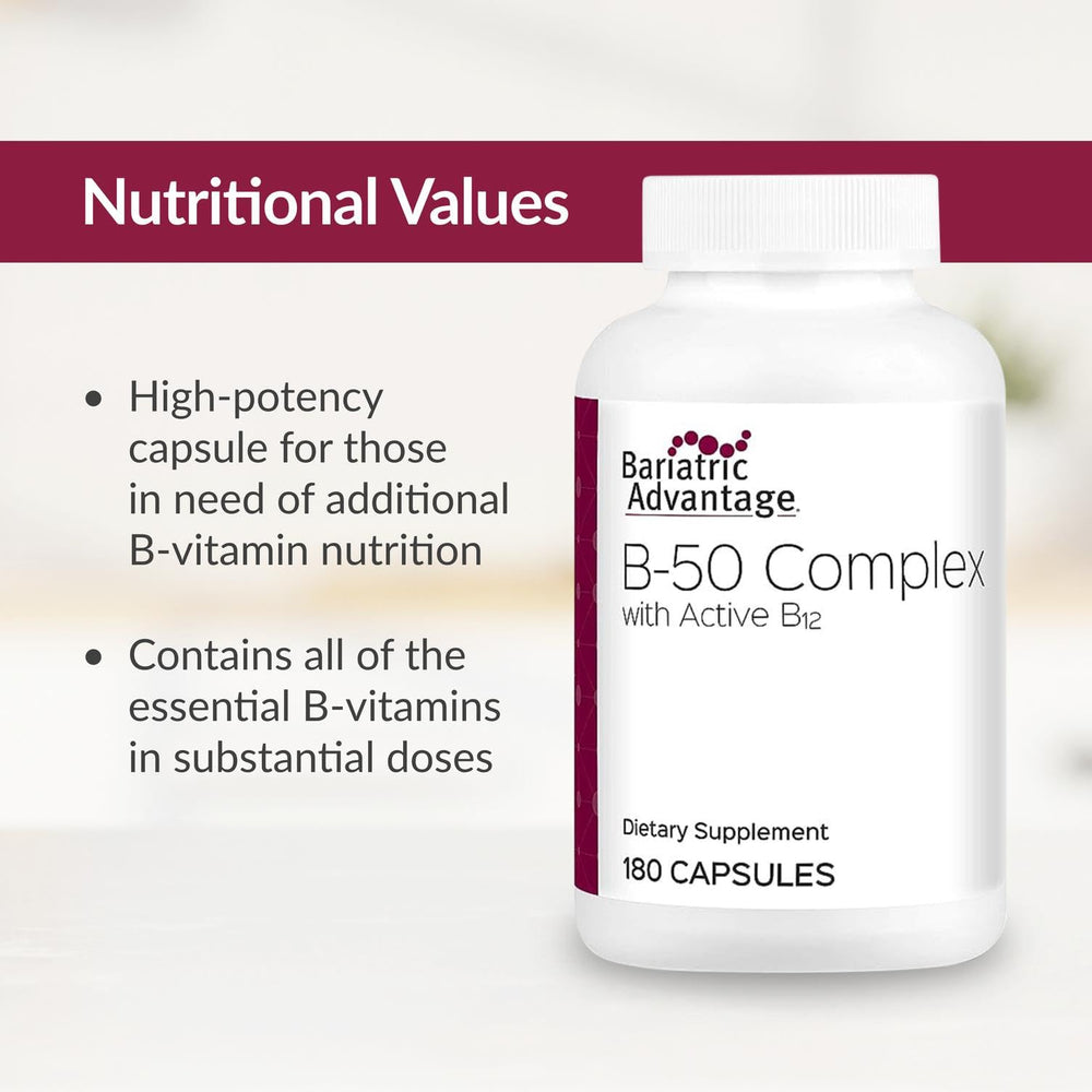 Bariatric Advantage B50 dosing day, two capsules for daily nutrition.