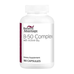 Bariatric Advantage B50 mini capsules bottle, easy-to-digest daily nutrition.