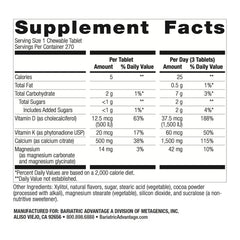 Bariatric Advantage calcium citrate chewable with vitamin D3 supports absorption.