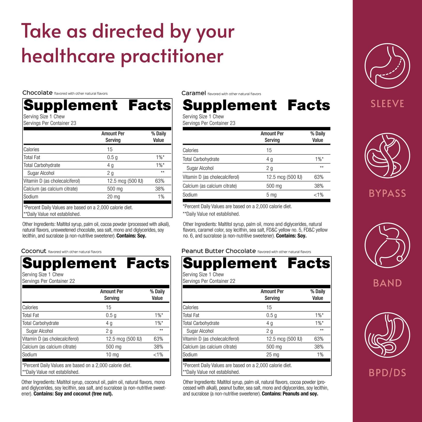 Bariatric Advantage Calcium Citrate Chewy Bites open bottle shows ready-to-use chewable calcium.