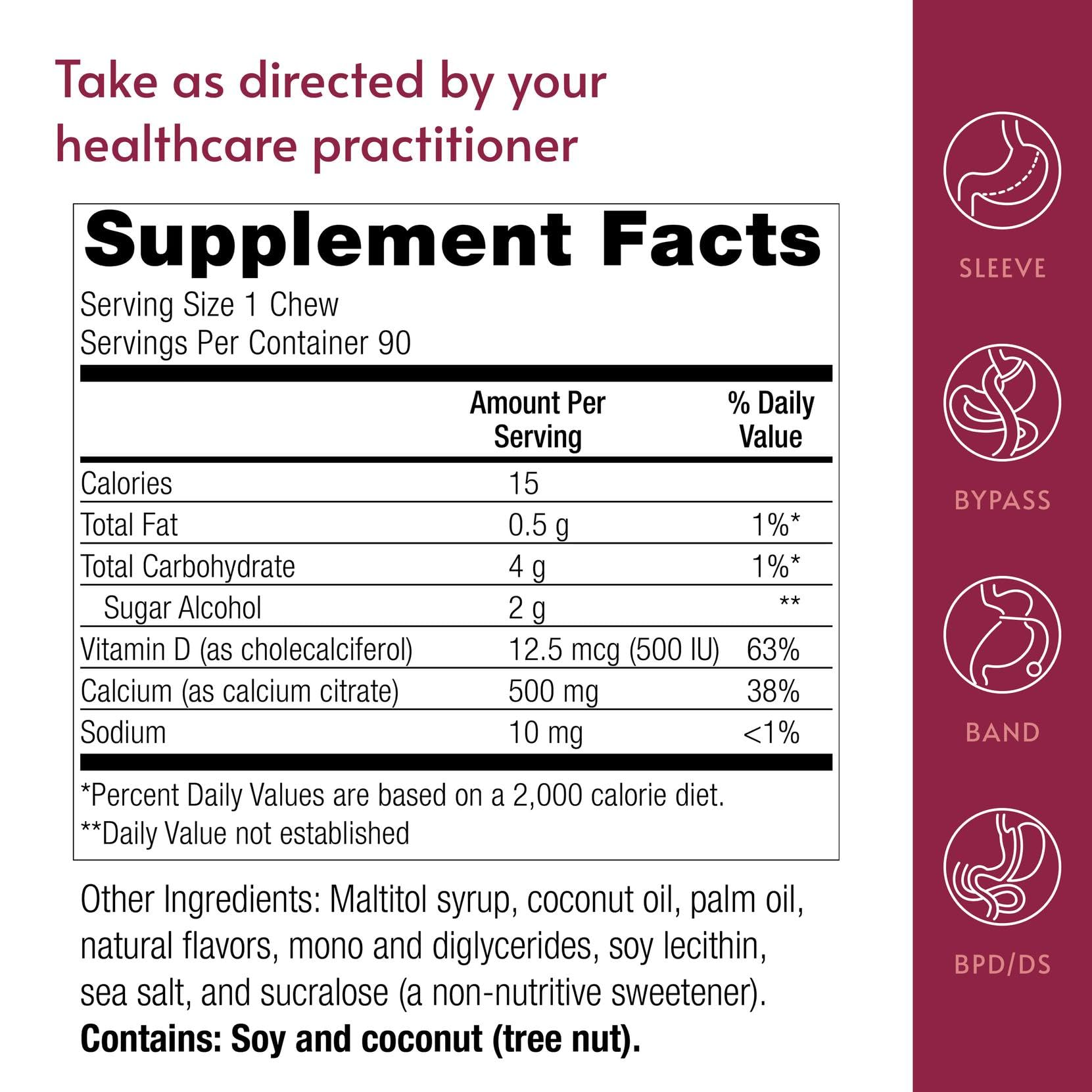 Bariatric Advantage Calcium Citrate Chewy Bites 90-count bottle for daily use