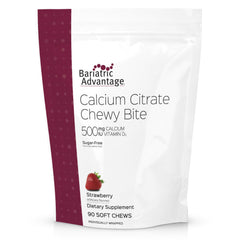 Bariatric Advantage calcium citrate chewy bites bottle showing convenient daily calcium support