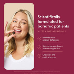 Bariatric Advantage calcium citrate chews closeup showing dosage panel and vitamin D3