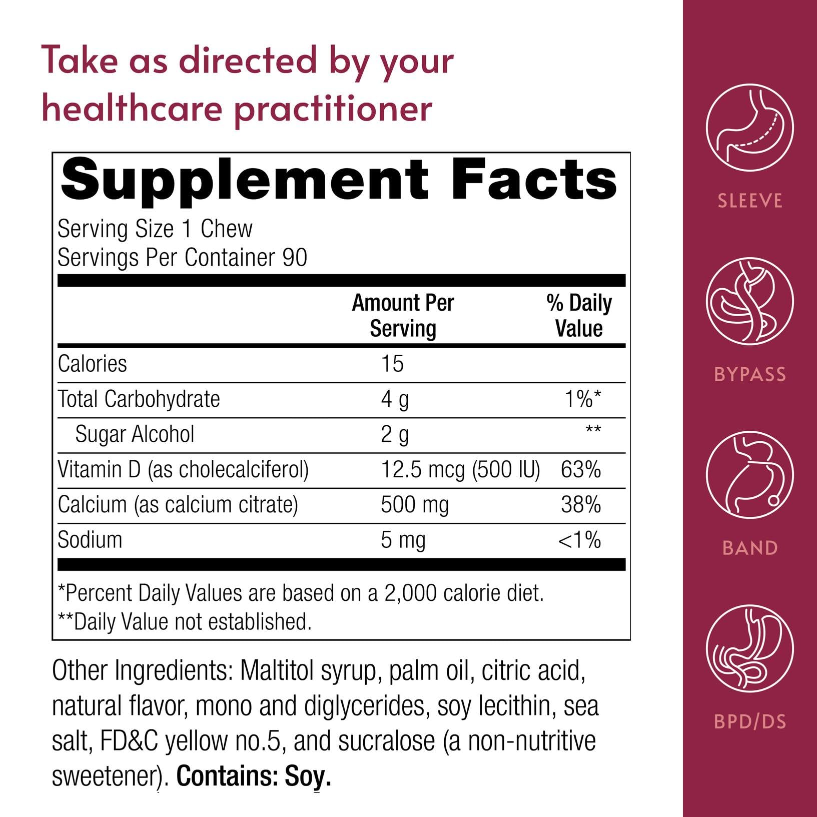 Bariatric Advantage label featuring vitamin D3 information for absorption