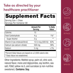 Bariatric Advantage label featuring vitamin D3 information for absorption