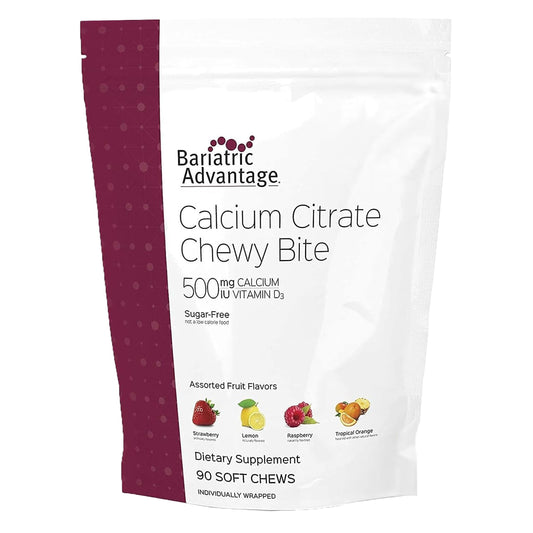 Bariatric Advantage calcium citrate chewy bites front view, convenient calcium source