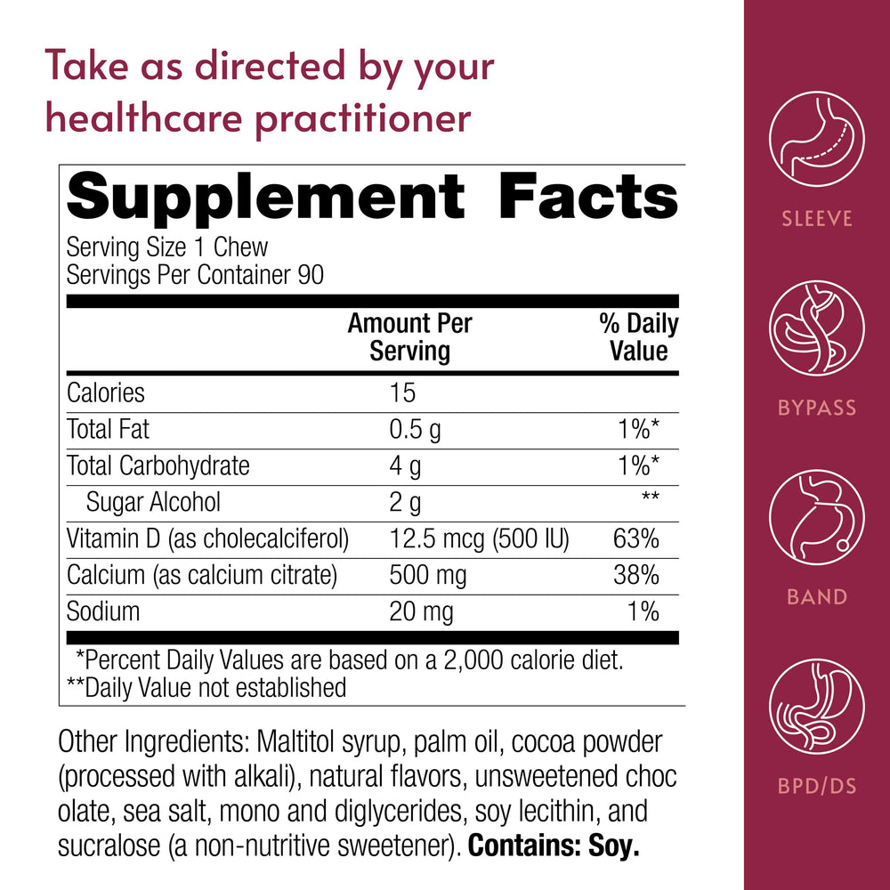 Bariatric Advantage on-the-go packs display convenient, sugar-free calcium chew habits